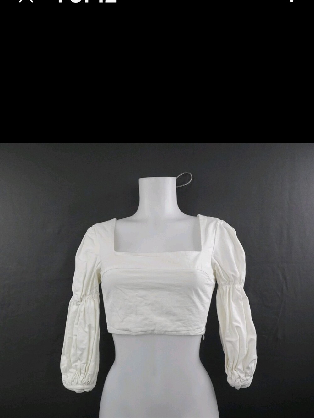 White Square-Neck Puff Sleeve Crop Top S/M